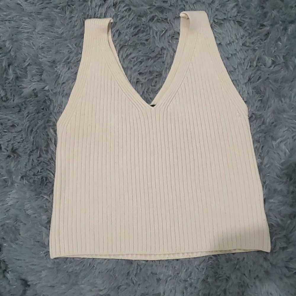 Beige sweater vest/ knit tank top